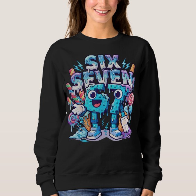 Colourful Candy Land Six Seven Birthday Design Sweatshirt (Front)