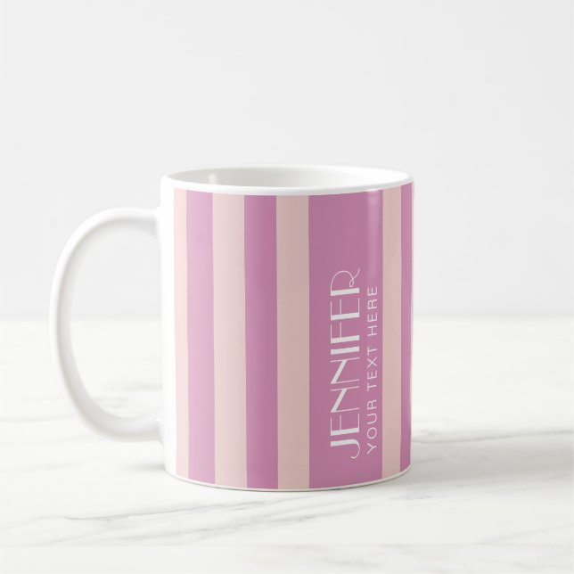 Colourful Candy lavender purple Modern Stripes  Coffee Mug (Left)