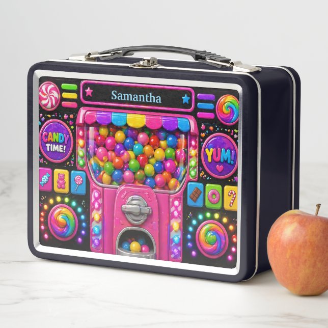 Colourful Candy Machine Sweet Dispenser Design Metal Lunch Box (In Situ)