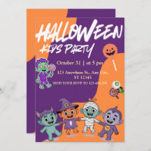 Colourful Candy Monsters Kids Halloween Invite