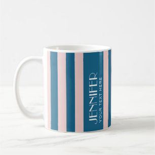 Colourful Candy Nautical Blue Modern Stripes Coffee Mug