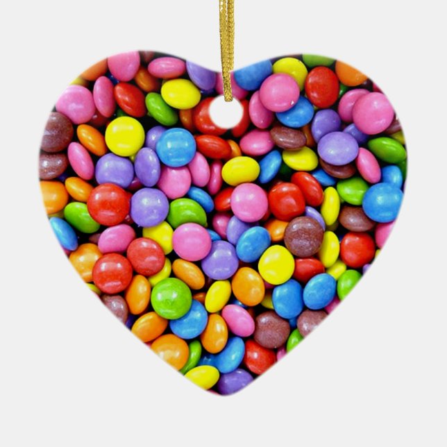 Colourful Candy Pieces Ceramic Ornament (Front)