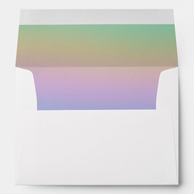 Colourful Candy Pink Mint Rainbow Gradient Party Envelope (Back (Bottom))