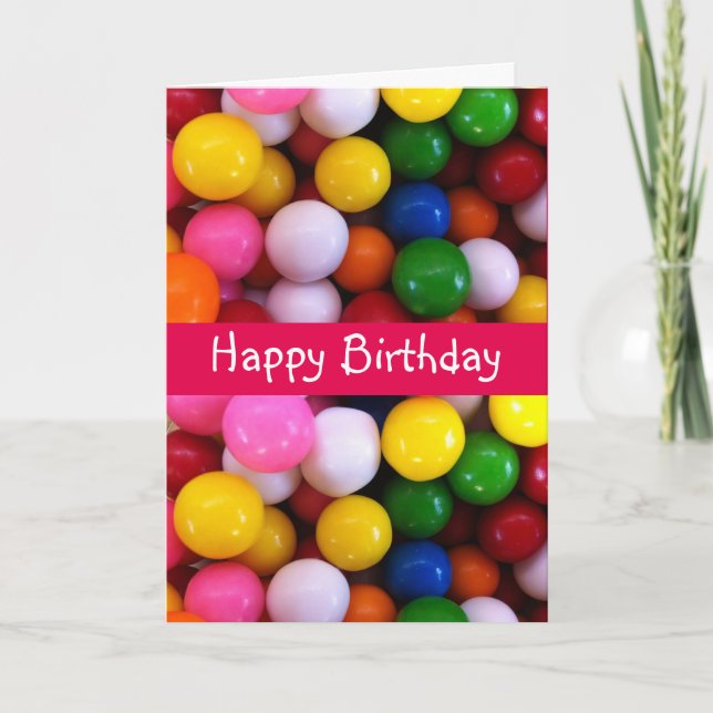 Colourful candy rainbow Gum Balls birthday Card (Front)