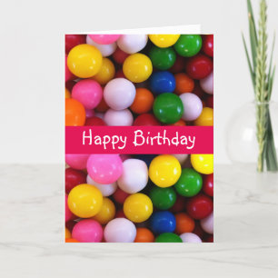 Colourful candy rainbow Gum Balls birthday Card
