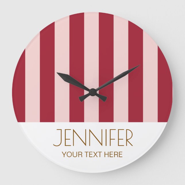 Colourful Candy Retro Red Colour Modern Stripes Large Clock (Front)