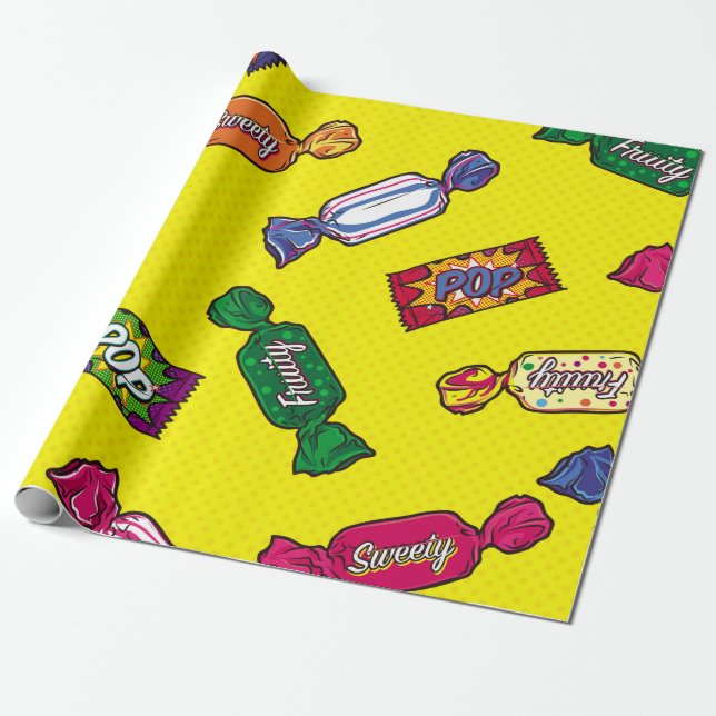 Colourful Candy Seamless Patternart,pop,candy,patt Wrapping Paper (Unrolled)