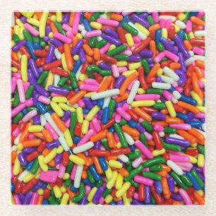 Colourful Candy sprinkles Glass Coaster