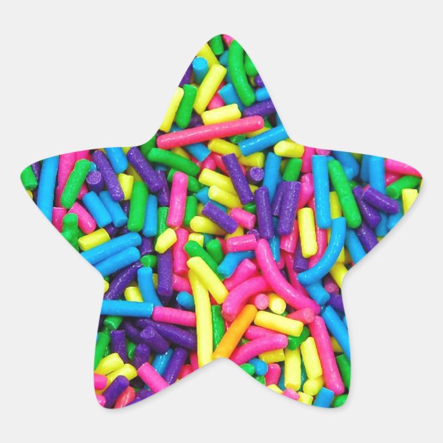 Colourful candy sprinkles print star sticker (Front)