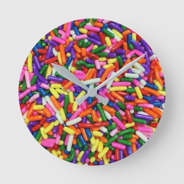 Colourful Candy Sprinkles Round Clock (Front)