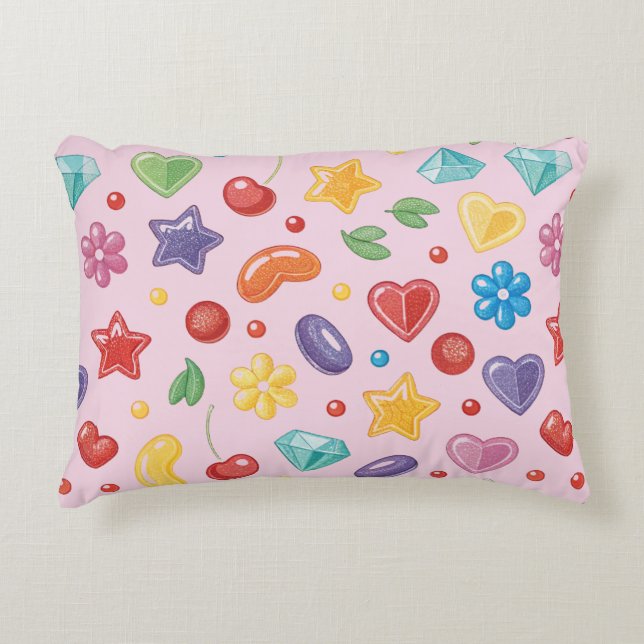 “Colourful Candy Star Accent Pillow (Front)