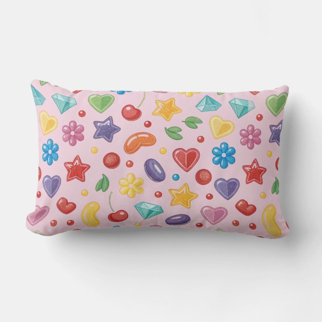 “Colourful Candy Star Lumbar Pillow (Front)