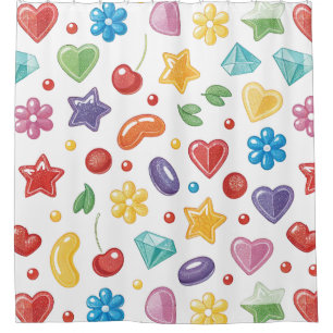 “Colourful Candy Star Shower Curtain