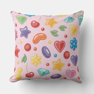 “Colourful Candy Star Throw Pillow