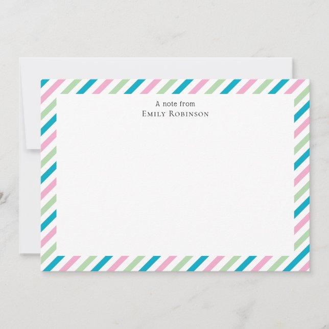Colourful Candy Stripe Personalised Thank You Card (Front)
