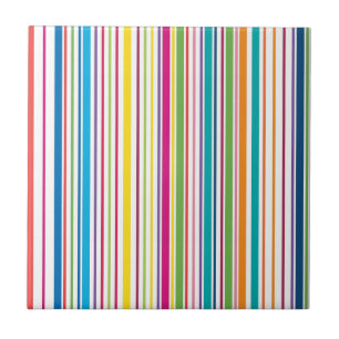Colourful Candy Stripes Ceramic Tile