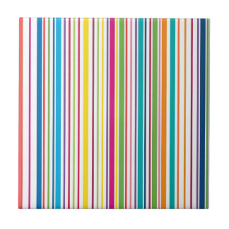 Colourful Candy Stripes Ceramic Tile