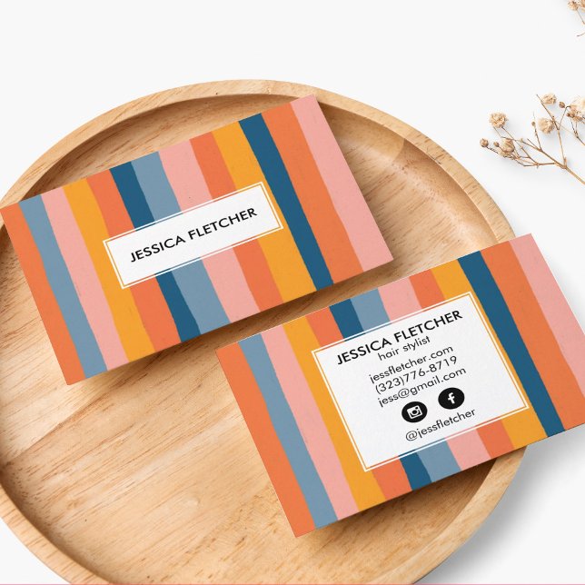 Colourful Candy Stripes Minimalist Cool Chic Uniqu Business Card (Creator Uploaded)
