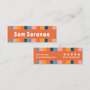 Colourful Candy Stripes Minimalist Cool Retro Mini Business Card