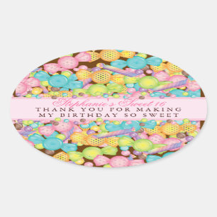 Colourful Candy Sweet 16 Favour Thank You Sticker