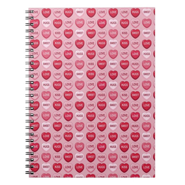 colourful candy Valentine's day heart pattern Notebook (Front)
