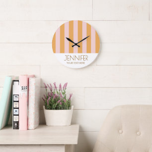 Colourful Candy Yellow Colour Block Modern Stripes Large Clock