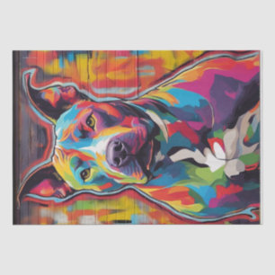 Colourful Canine Chaos: A Pop Art Pitbull Tissue Paper