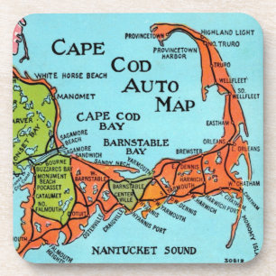 Colourful Cape Cod Map  Coaster