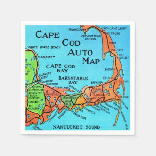 Colourful Cape Cod Map Napkin