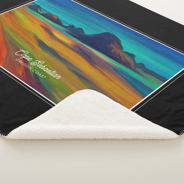 Colourful Cape Sebastian Oregon Coast Art Sherpa Blanket (3/4)