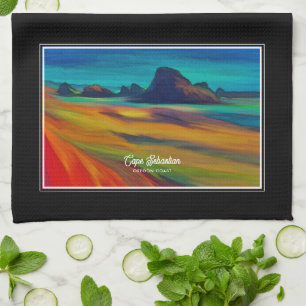 Colourful Cape Sebastian Oregon Coast Art Tea Towel