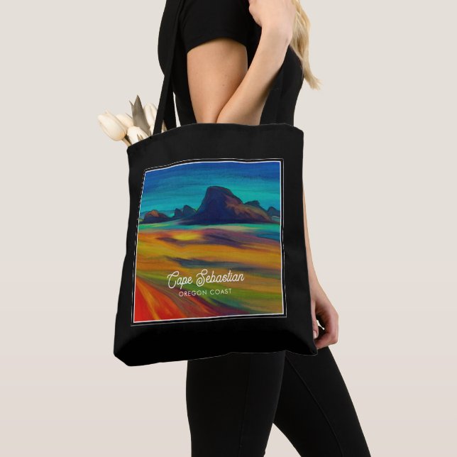 Colourful Cape Sebastian Oregon Coast Art Tote Bag (Close Up)