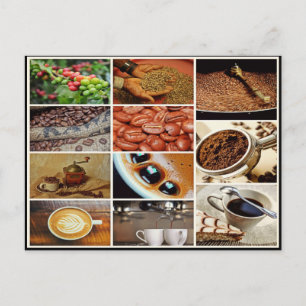 Colourful cappuccino coffee café drink collage postcard