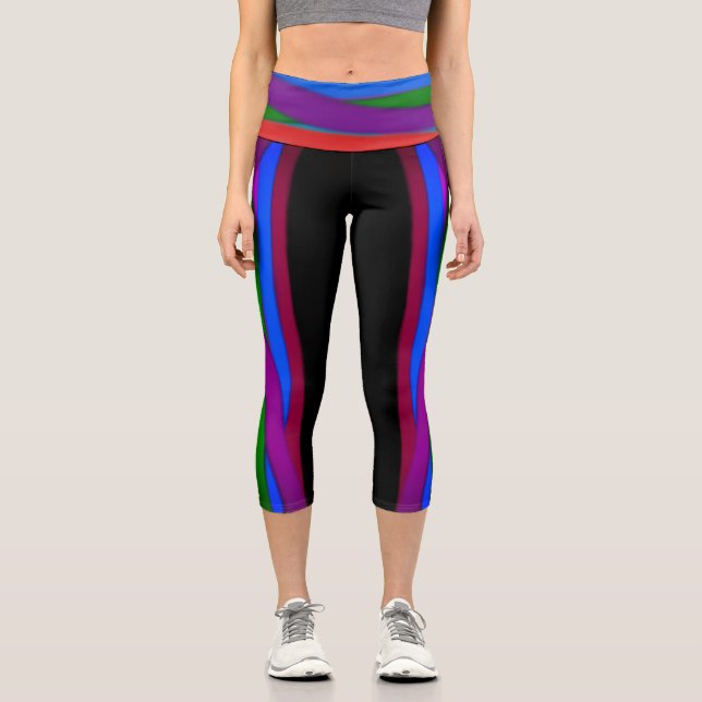Colourful Capri Cropped 04 Yoga Pants (Front)