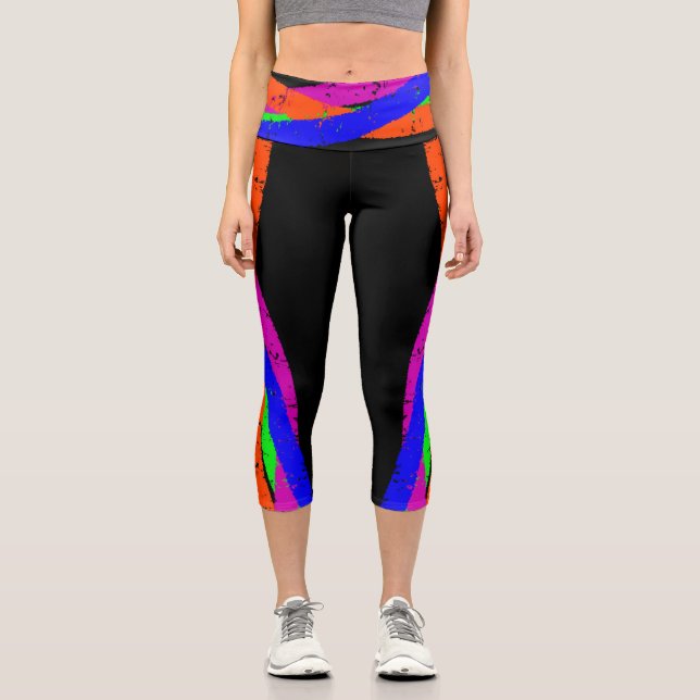 Colourful Capri Cropped 05 Yoga Pants (Front)