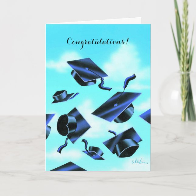 Colourful caps graduation customisable card (Front)