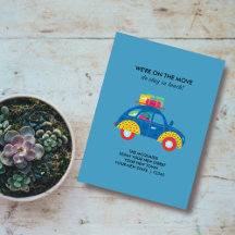 Colourful Car on the Move Flat Announcement Card