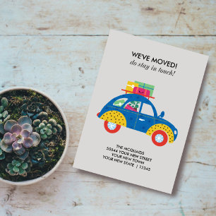 Colourful Car on the Move Flat Announcement Card