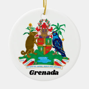 Colourful Caribbean Coat of Arms Island of Grenada Ceramic Ornament