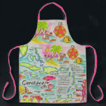 Colourful Caribbean Islands  Apron<br><div class="desc">Wonderfully colourful illustrated map of the Caribbean Islands repurposed on a wonderful apron.  Perfect for a beach house / cottage and what a great birthday gift!</div>