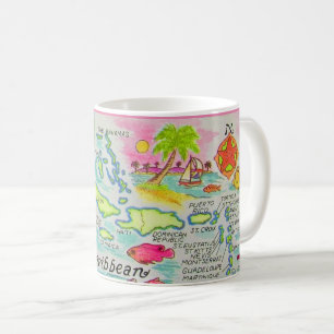 Colourful Caribbean Islands Illustrated Mug
