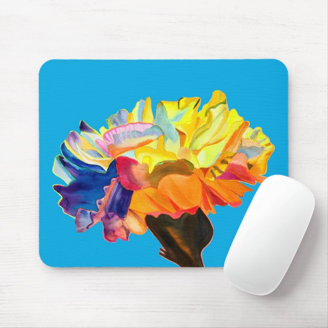 Colourful carnation pop art flower mouse pad (With Mouse)