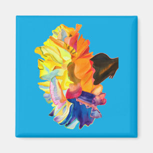 Colourful carnation watercolor flower magnet