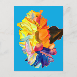 Colourful carnation watercolor flower postcard