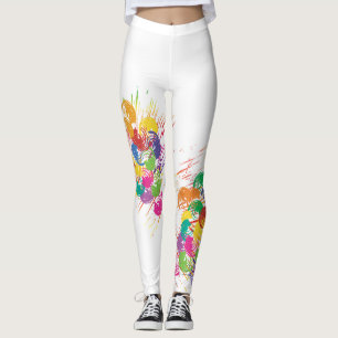 Colourful Carnival Abstract Paint Splashes Leggings