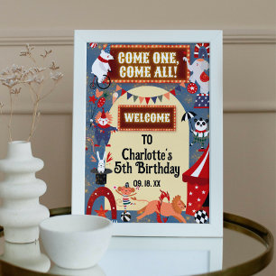 Colourful Carnival Circus Birthday Party Welcome Poster