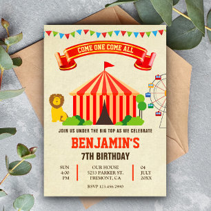Colourful Carnival Circus Kids Birthday Invitation