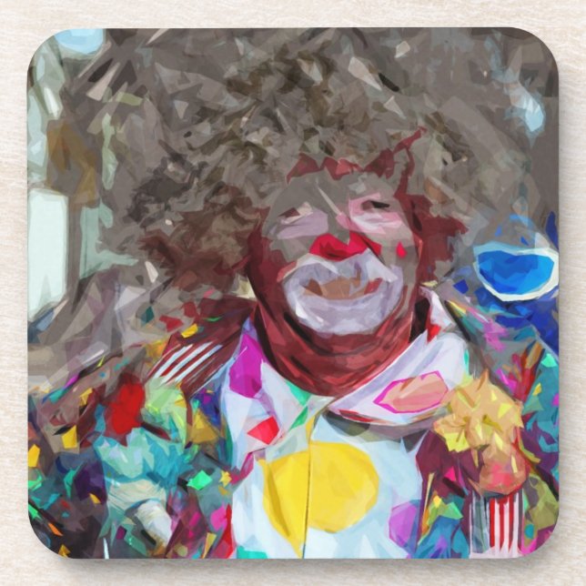 Colourful Carnival Clown Abstract Impressionism Coaster (Front)