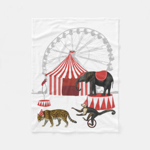 Colourful Carnival Festival Theme Animals Big Top Fleece Blanket