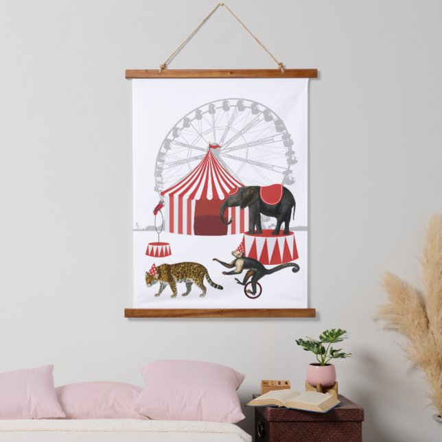 Colourful Carnival Festival Theme Animals Big Top Hanging Tapestry (Bedroom)